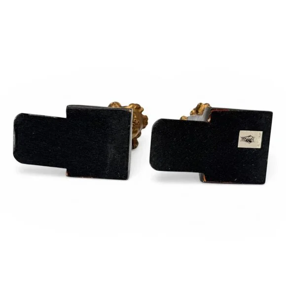 Vintage Borghese Italian Cherub Putti Bookends, Gilt Chalkware Faux Marble Base - Picture 11 of 16